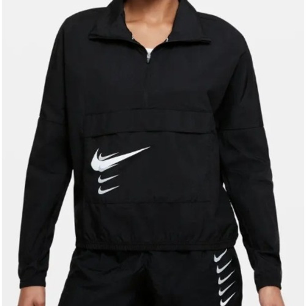 Nike Womens‎ Sz XS Black Swoosh Run Women's 1/2 Zip Running Jacket exercise gym
